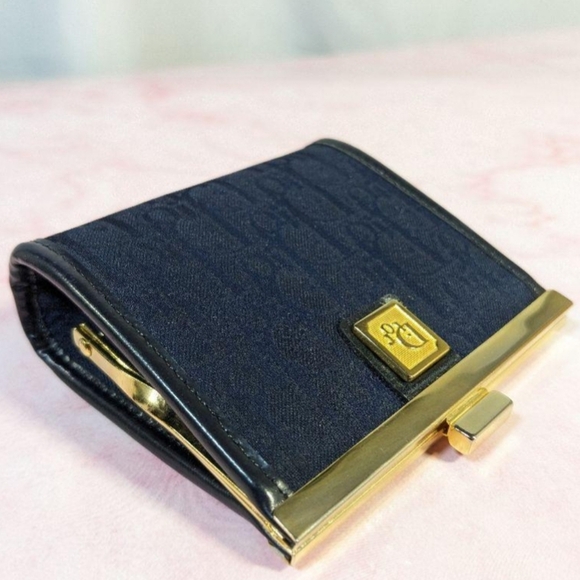 Christian Dior Trotter Logo Metal Clasp Jacquard Leather Coin Purse 💙 Vintage🌴 - Picture 5 of 14